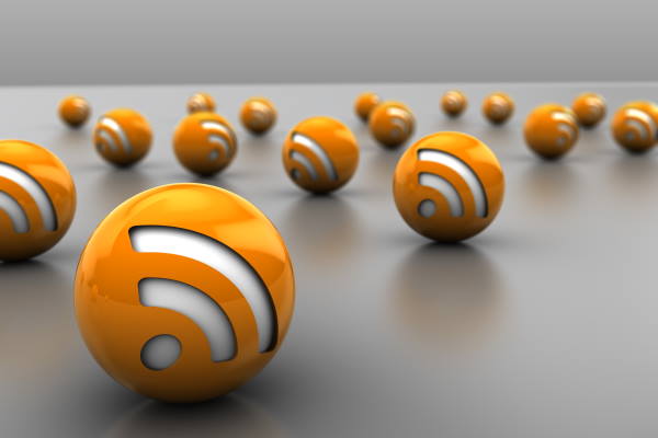 illustration of many rss icon balls