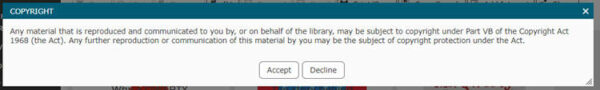 Liberty copyright statement acceptance screen
