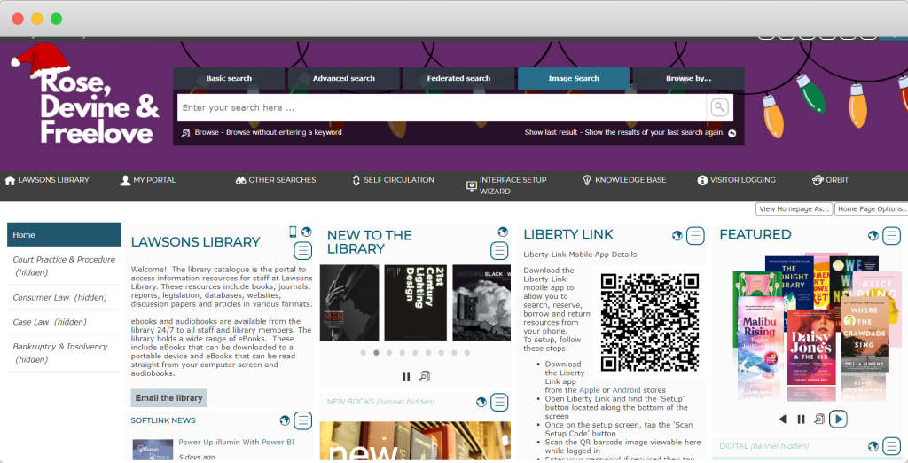 Liberty Homepage screen 1